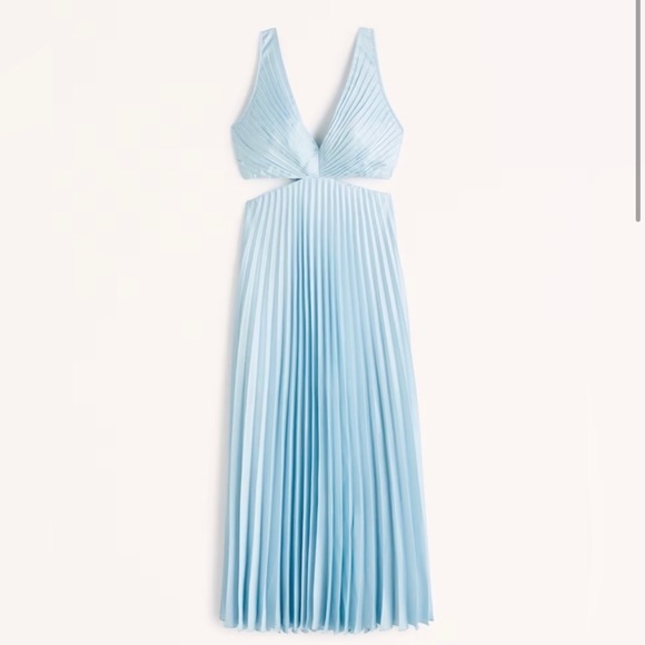 Abercrombie & Fitch Blue Satin Pleated Maxi Dress - Picture 2 of 10